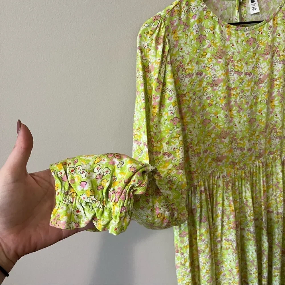 BP Print Long Sleeve Dress